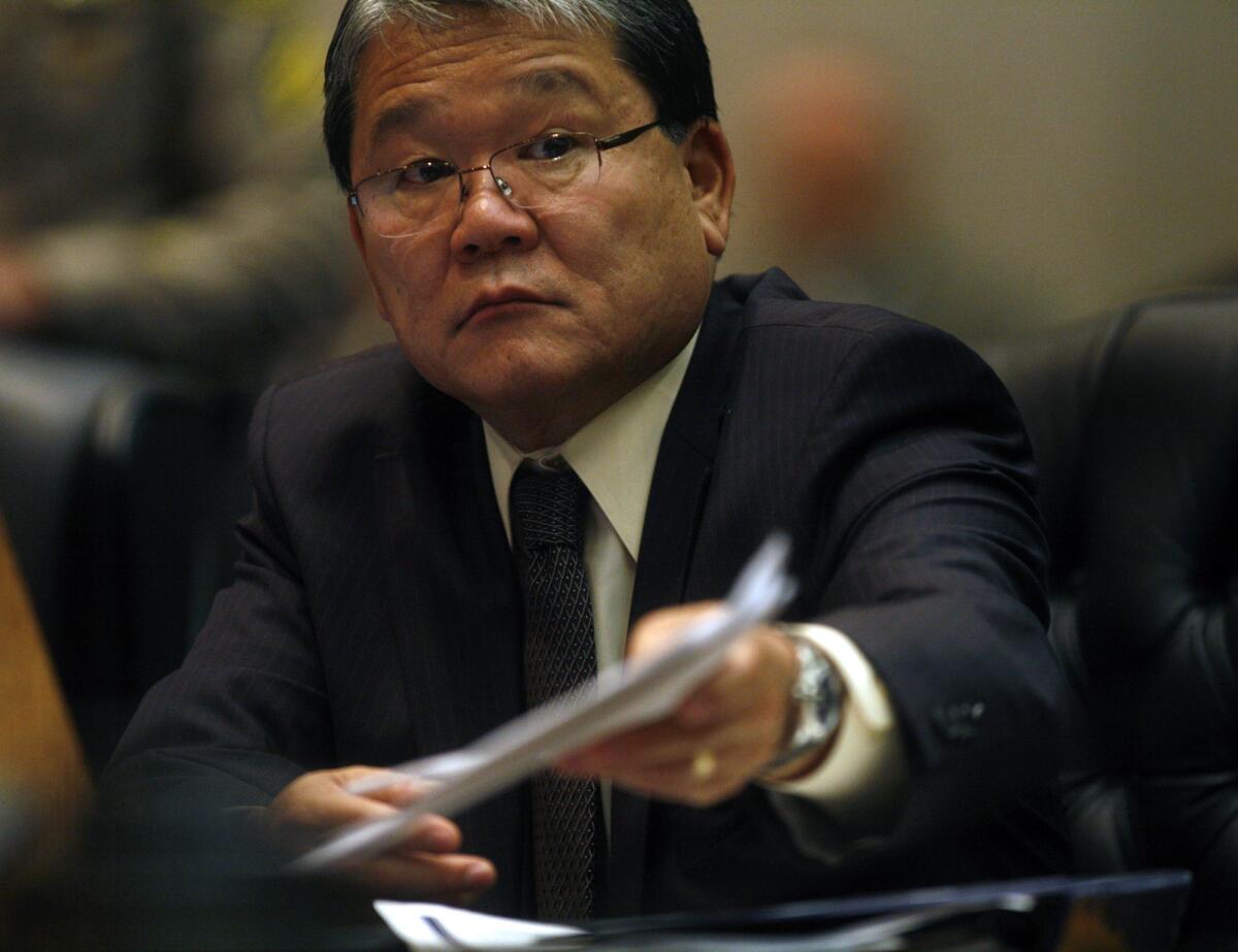 Los Angeles County CEO William T Fujioka, shown above in 2011, presented his budget proposal for the coming year Monday.
