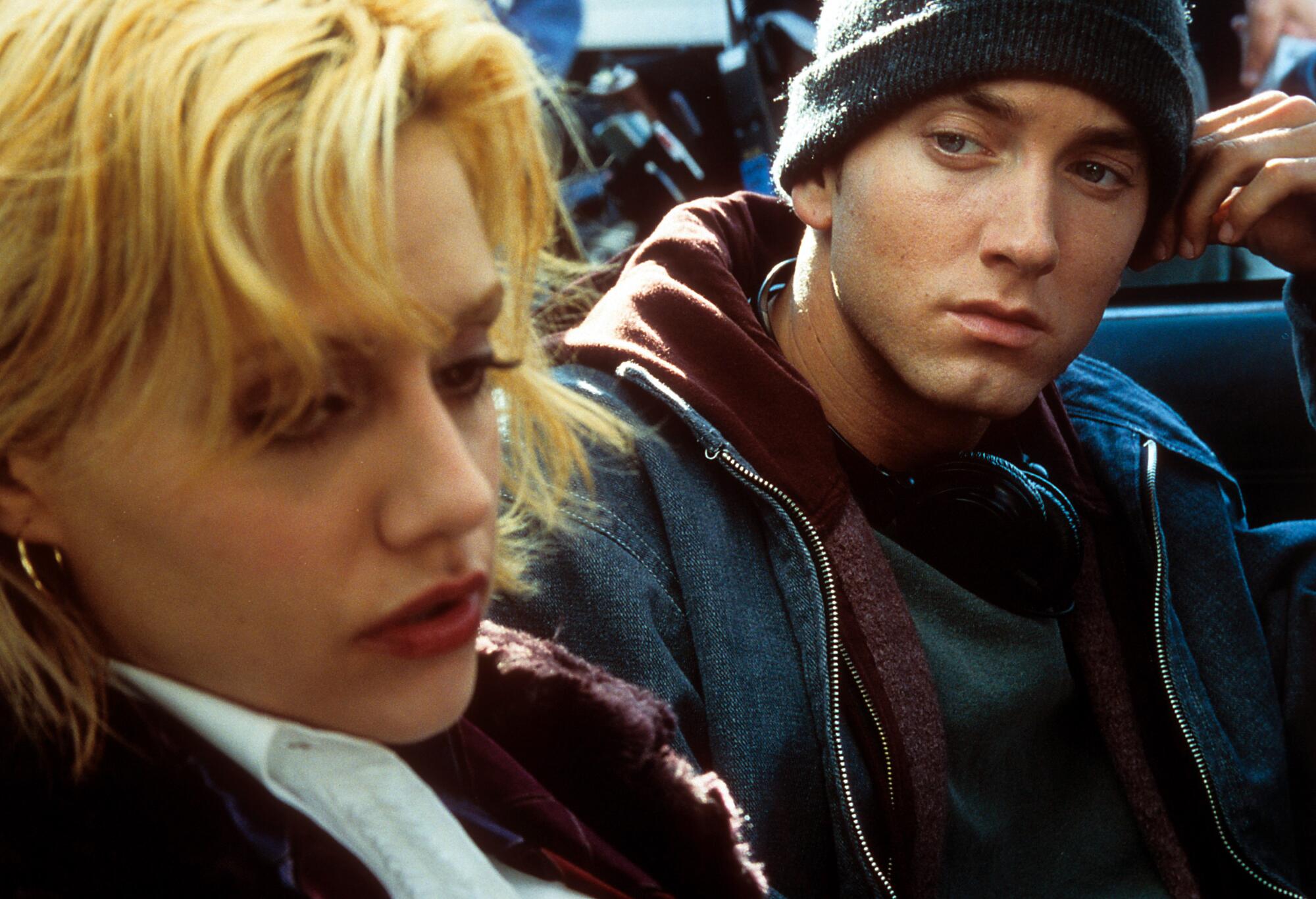 Brittany Murphy and Eminem in a scene from "8 Mile"