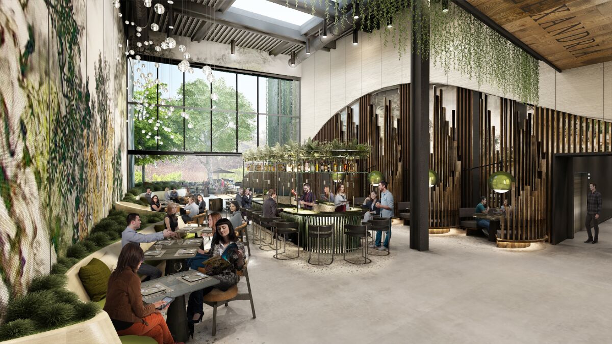 An artist's rendering of Wood Yu, a new restaurant from the Puffer Malarkey Collective, will open in late January 2020 in the Torrey Ridge Science Center.