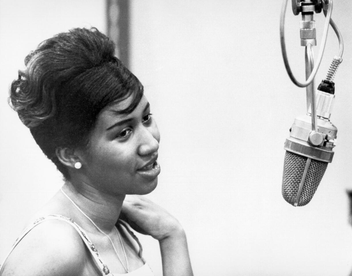 Aretha Franklin recording at Columbia Studios in New York in 1962.