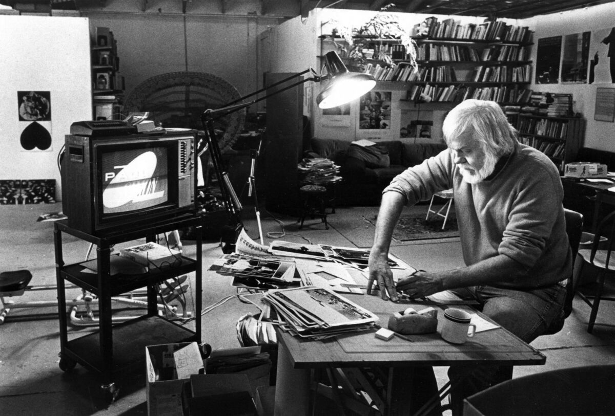 Artist John Baldessari working in his Santa Monica studio in 1986. 