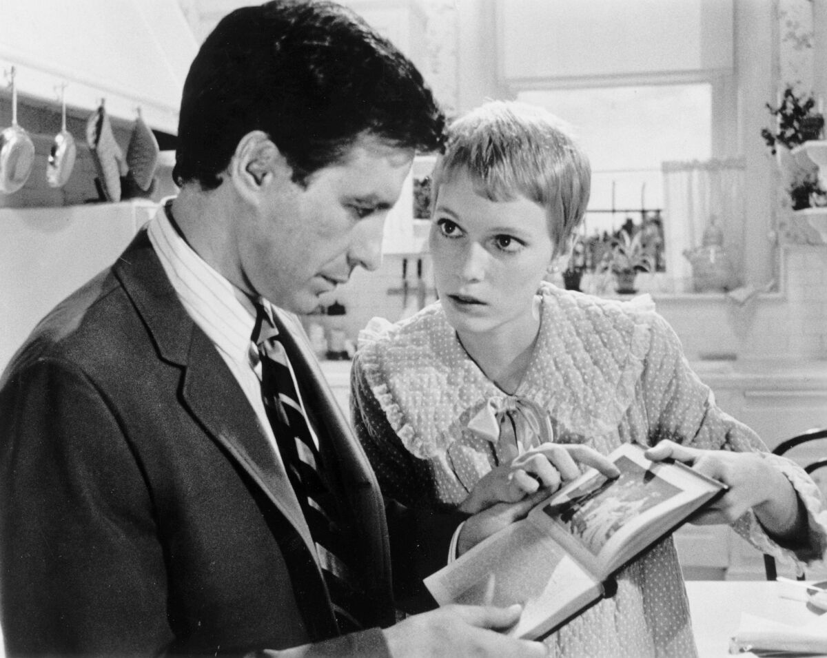 John Cassavetes and Mia Farrow in Rosemary's Baby (1968).