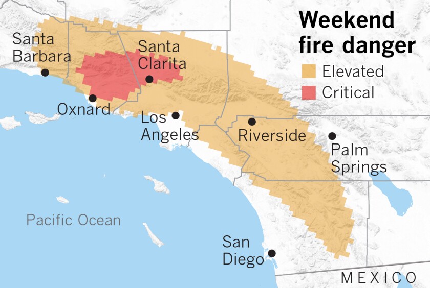 weather map los angeles area Critical Fire Danger Returning To Southern California But Showers weather map los angeles area