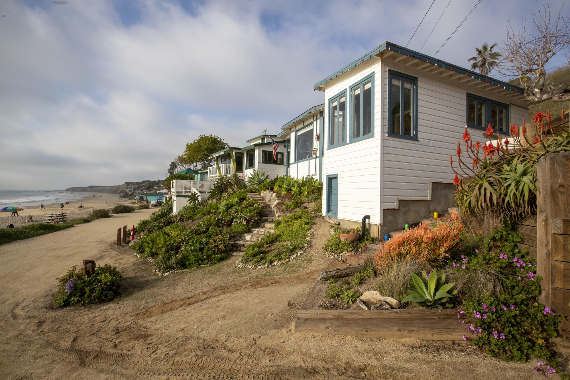 A row of cottages faces the ocean at Crystal Cove State Park