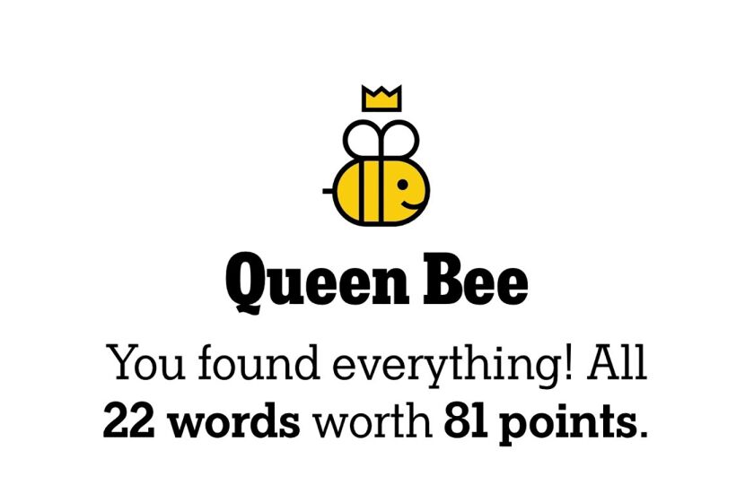 A photo of the New York Times Spelling Bee game