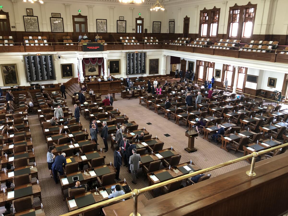A view from the balcony of Texas state lawmakers in the Capitol in Austin.