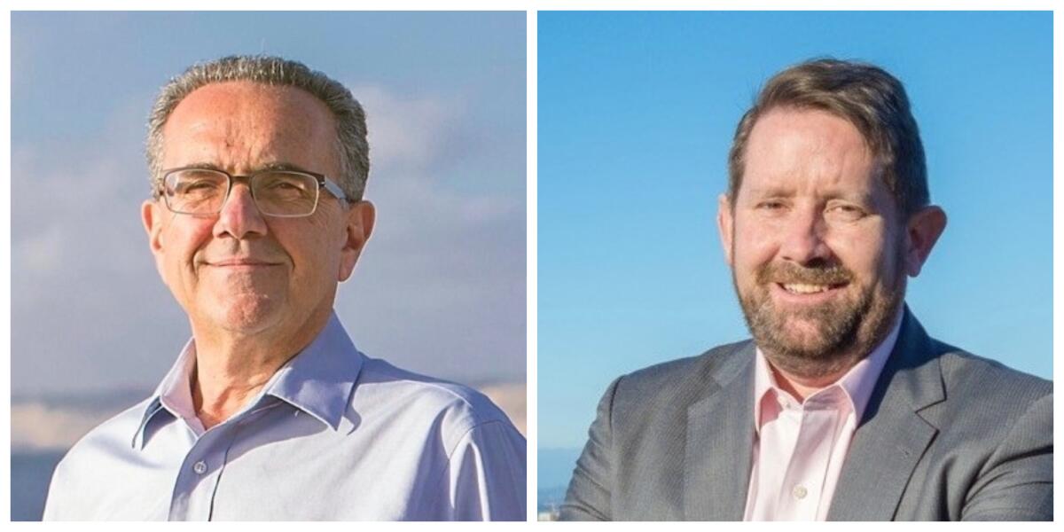San Diego City Council District 1 candidates Joe LaCava, left, and Will Moore will participate in an online forum Sept. 17.