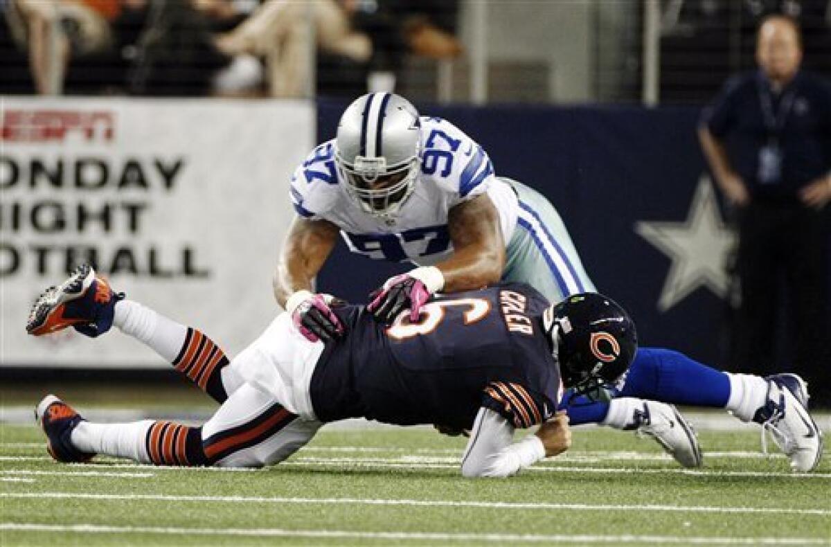 Dallas Cowboys quarterback Tony Romo throws five interceptions in loss to  Chicago Bears