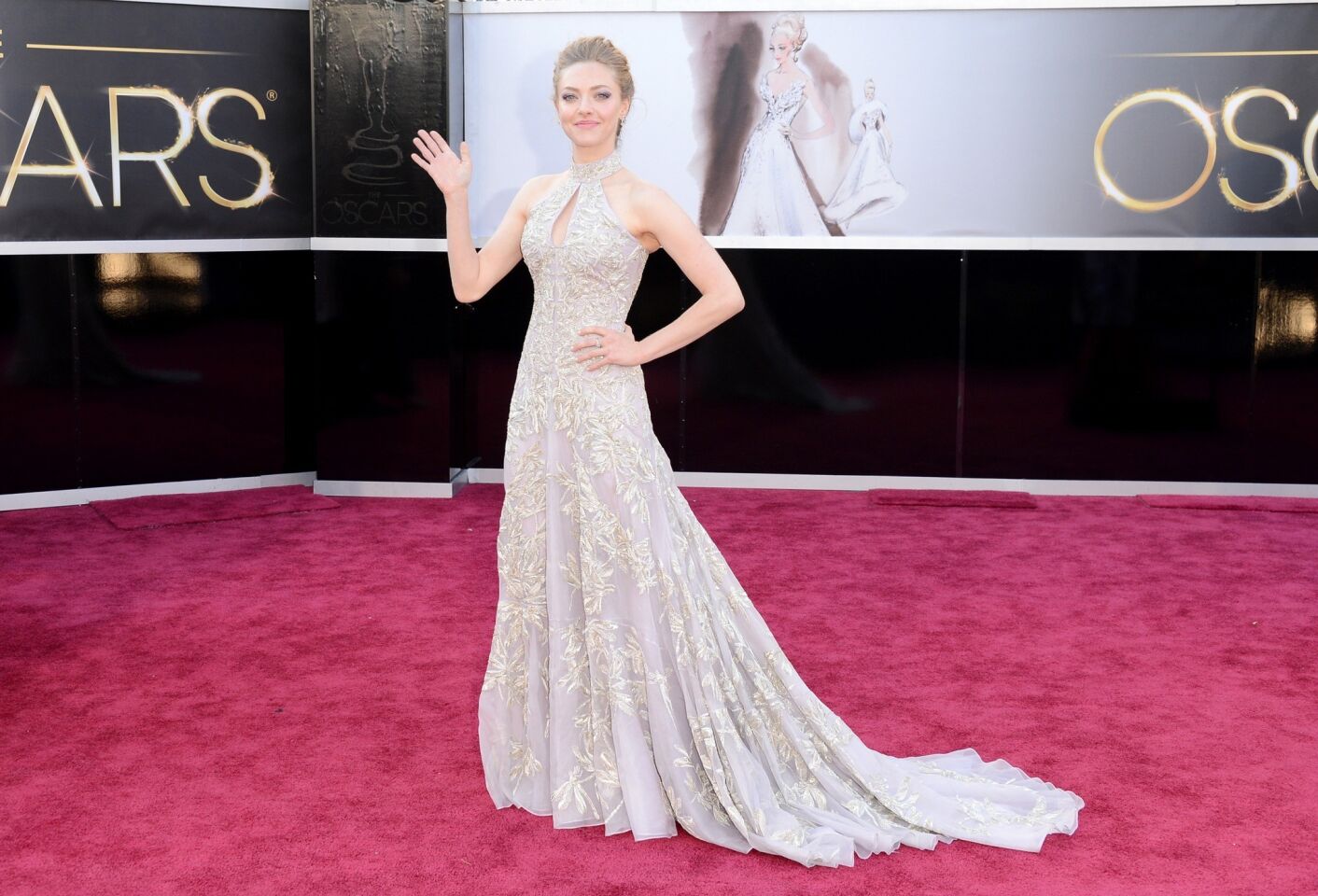 Oscars 2013 red carpet: Amanda Seyfried wearing Alexander McQueen.