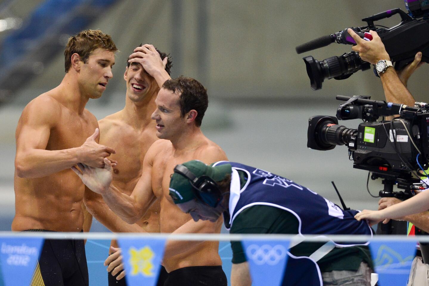 Matthew Grevers, Michael Phelps and Brendan Hansen