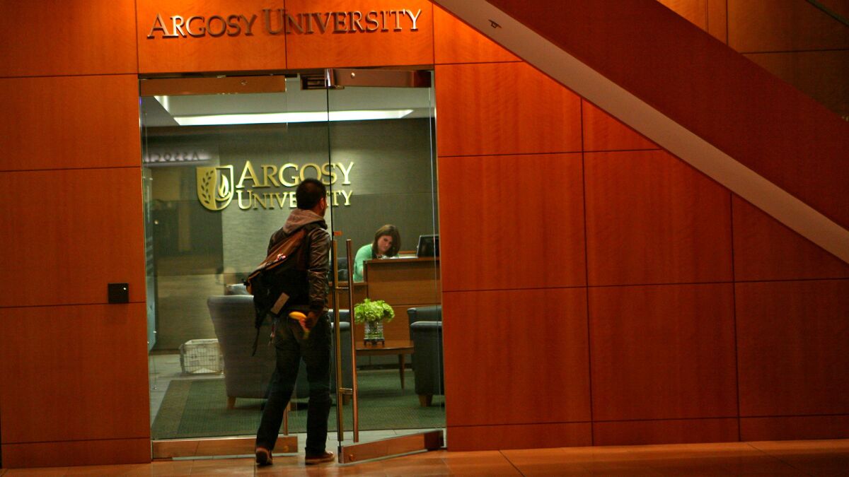 An Argosy University office in Chicago. Three Argosy University locations in California will cease operations and lay off employees by Dec. 31.