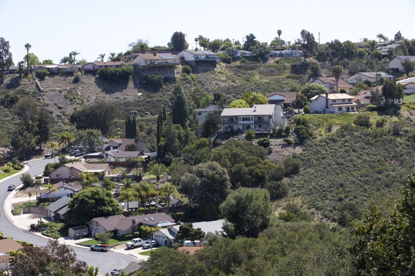 Homes on a hill in El Cajon.