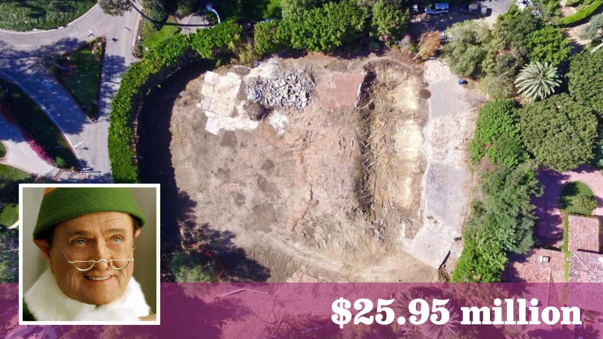 A Bel-Air home owned for decades by comedian Bob Newhart has been razed and listed for sale as a vacant lot for $25.95 million.
