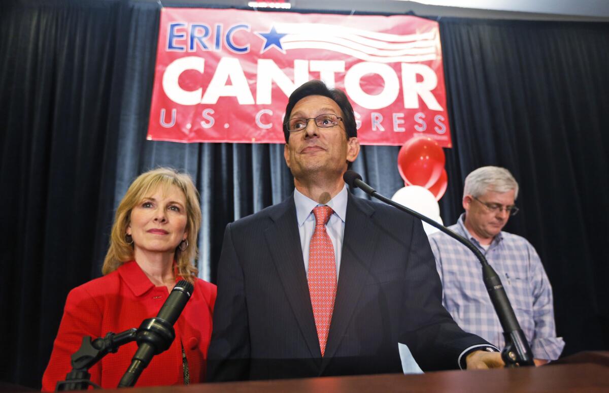 House Majority Leader Eric Cantor (R-Va.) delivers his concession speech in Richmond on Tuesday.