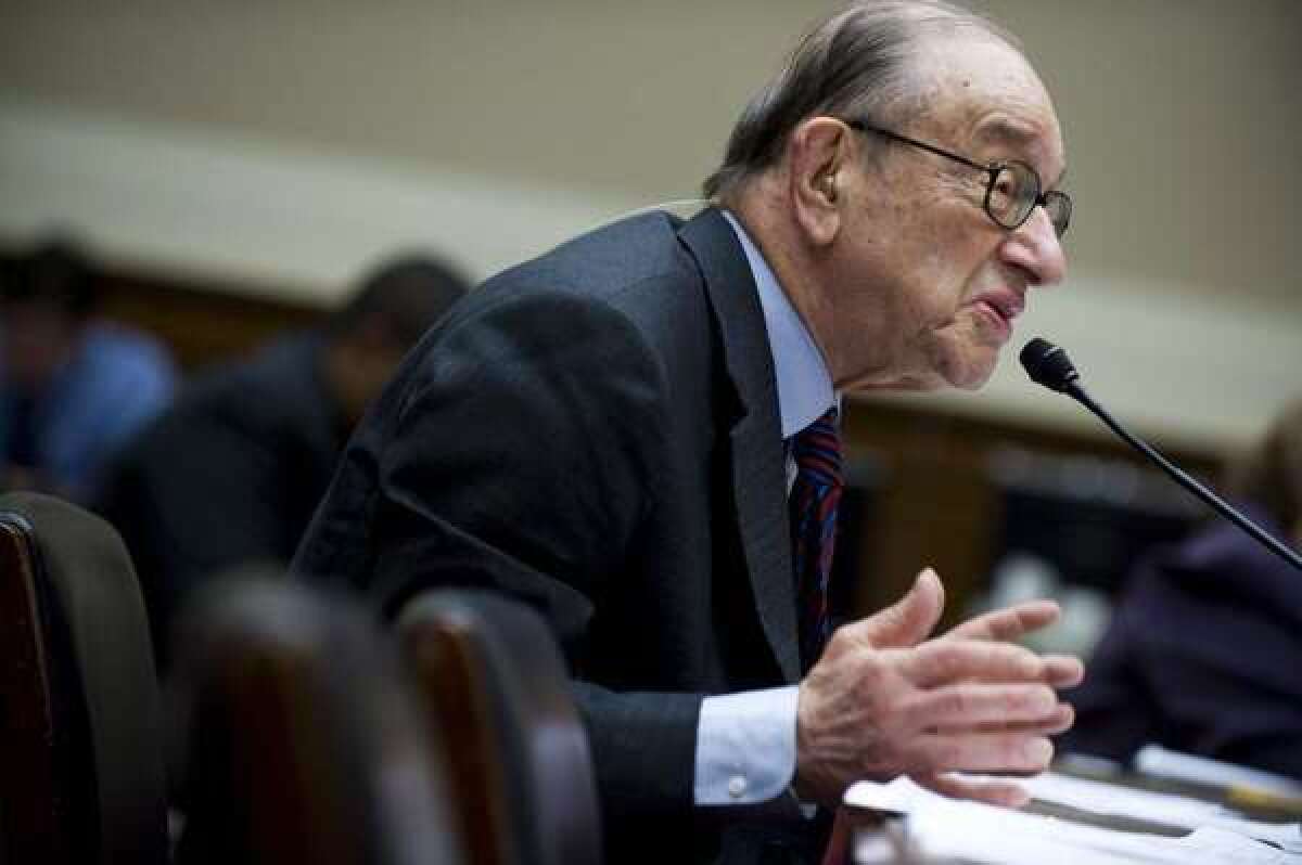 Former Federal Reserve Chairman Alan Greenspan testifies before the Financial Crisis Inquiry Commission in Washington in 2010.
