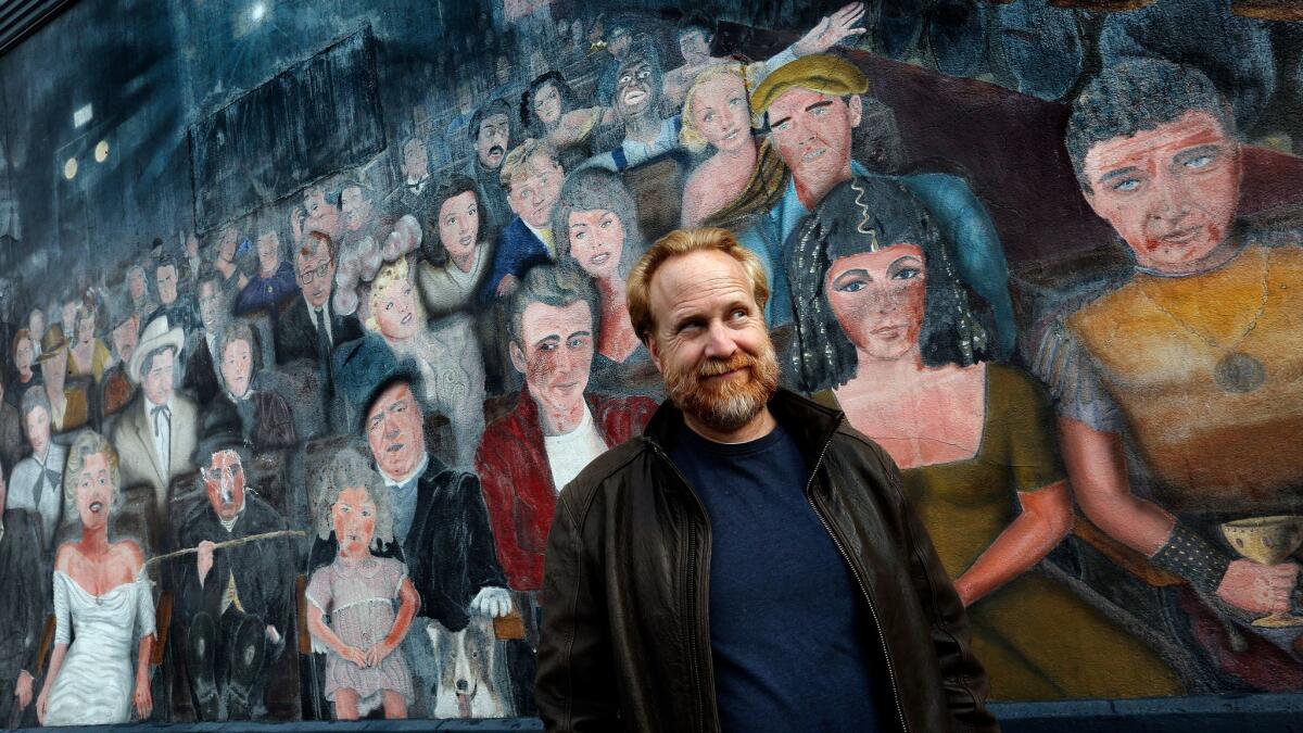 Robert Foulkes, location manager for "La La Land," is photographed in front of the "You Are the Star" mural, in Hollywood. The mural is one of many vintage L.A. locations used in the critically acclaimed movie musical.
