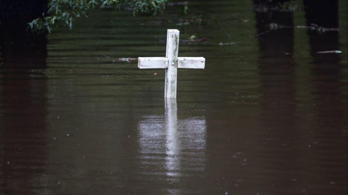 A flooded cemetery in Grifton, N.C., on Sept. 16, 2018.