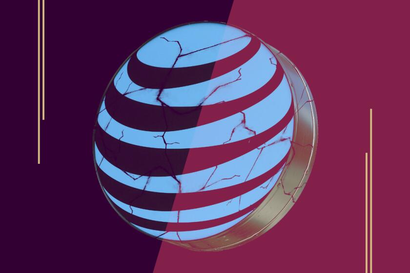 photo illustration of the AT&T logo with cracks
