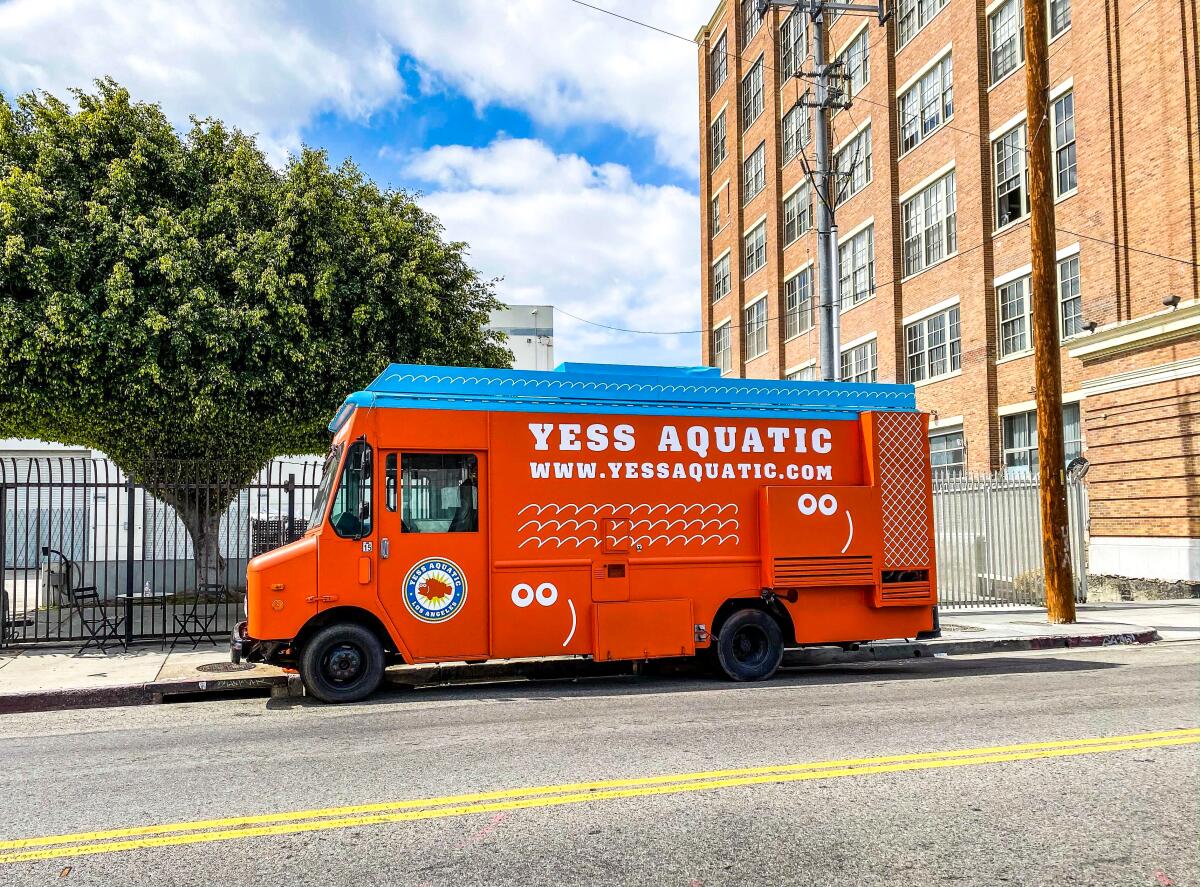 Yess Aquatic food truck in downtown Los Angeles.