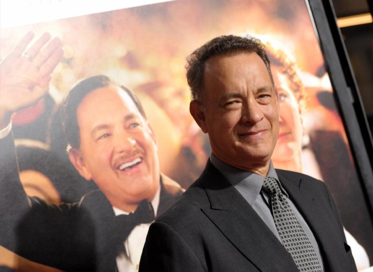 Tom Hanks arrives for the AFI premiere of his new movie, "Saving Mr. Banks," Thursday night in Hollywood.