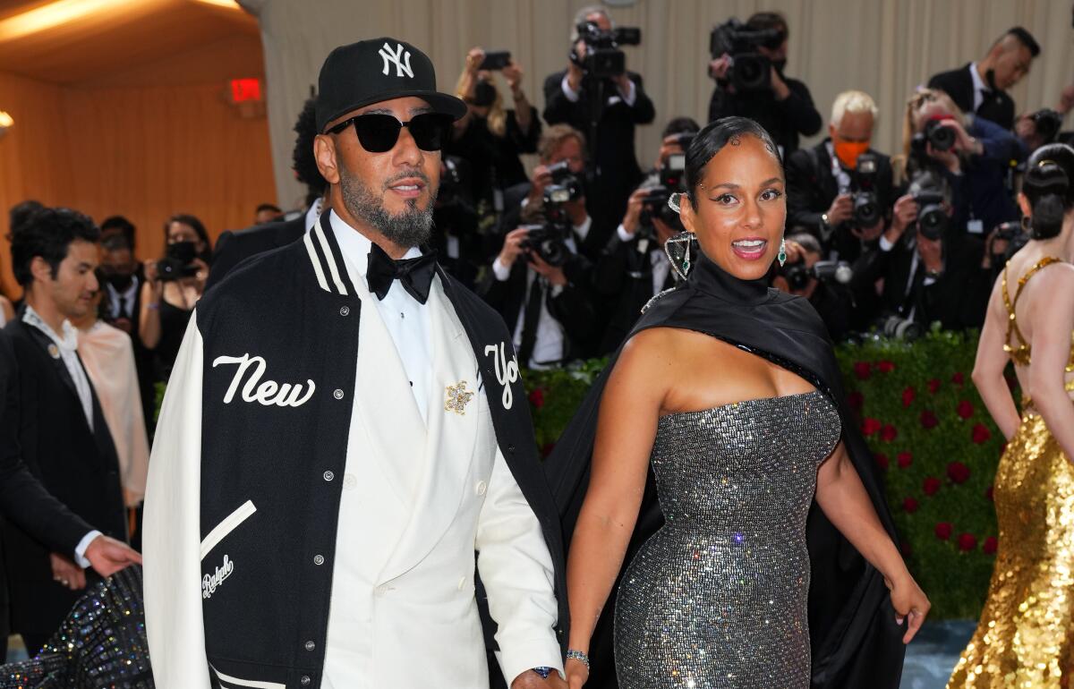 Alicia Keys and Swizz Beatz are shown on May 2 at the 2022 Met Gala in New York City.