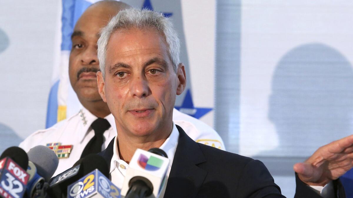 Chicago Mayor Rahm Emanuel speaks at a news conference in Chicago on Aug. 6.