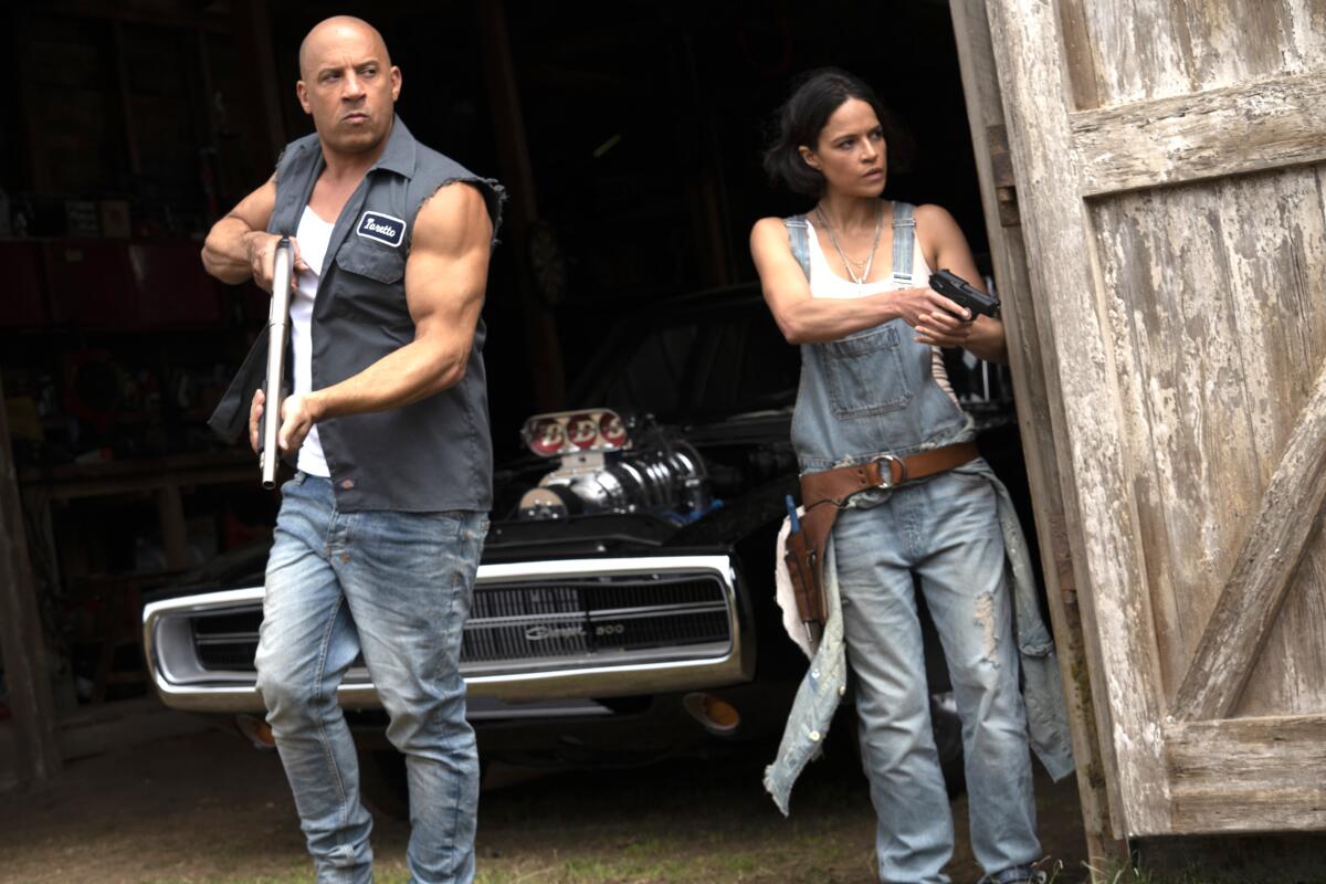  Dom (Vin Diesel) and Letty (Michelle Rodriguez) in "F9".