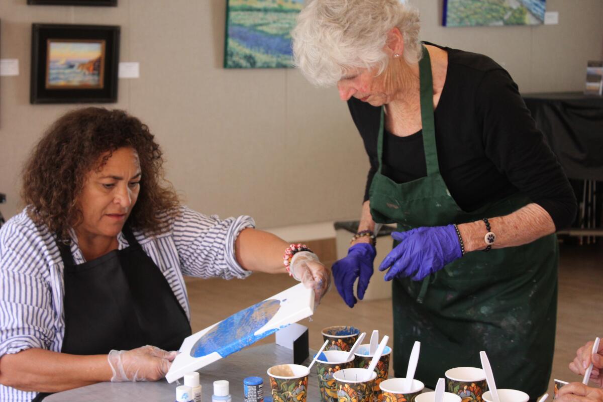 The La Jolla Community Center presents an acrylic pour workshop at 2 p.m. Friday, Feb. 24 and 6 p.m. Monday, Feb. 27
