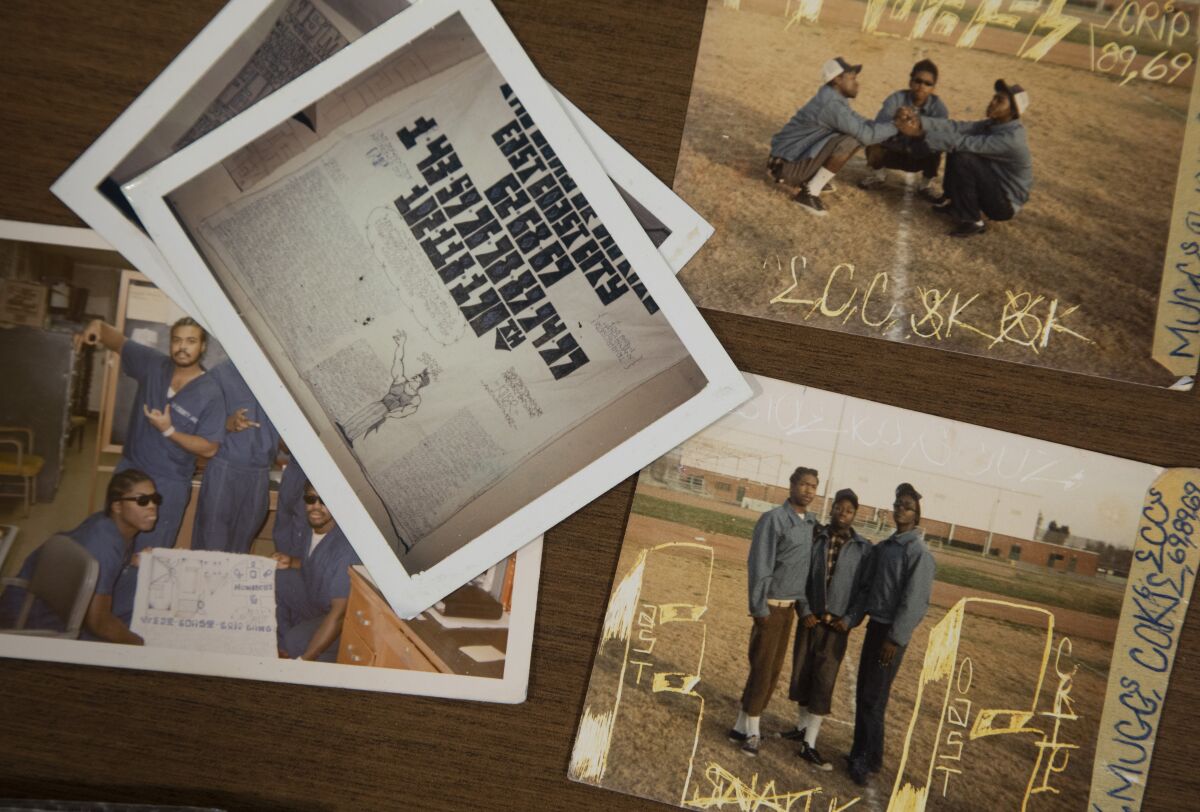 A close-up of photographs.
