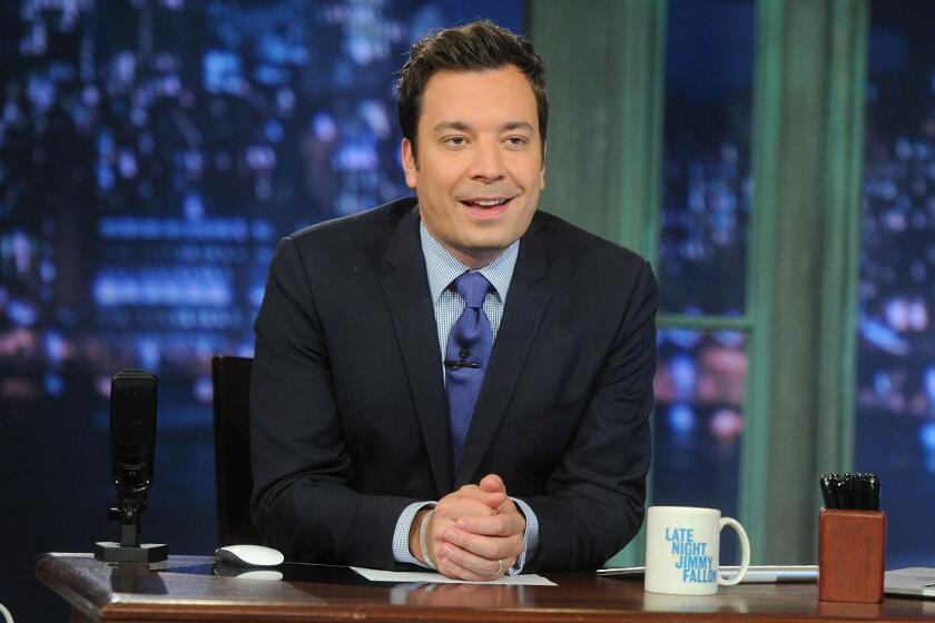 Host Jimmy Fallon at "Late Night With Jimmy Fallon" at Rockefeller Center.