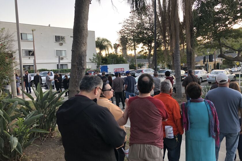 The line to vote at the El Sereno Senior Center is backed up.