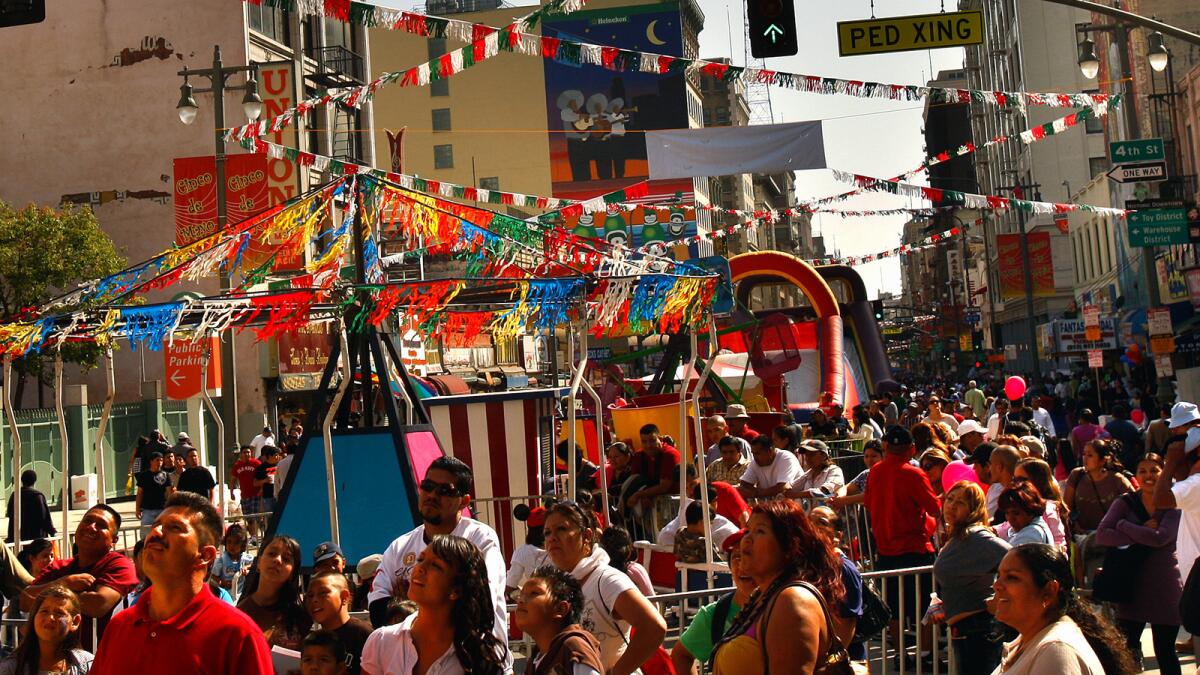 Downtown L.A.'s annual Fiesta Broadway brings thousands to the streets for a sampling of Latino cuisine, music and culture.