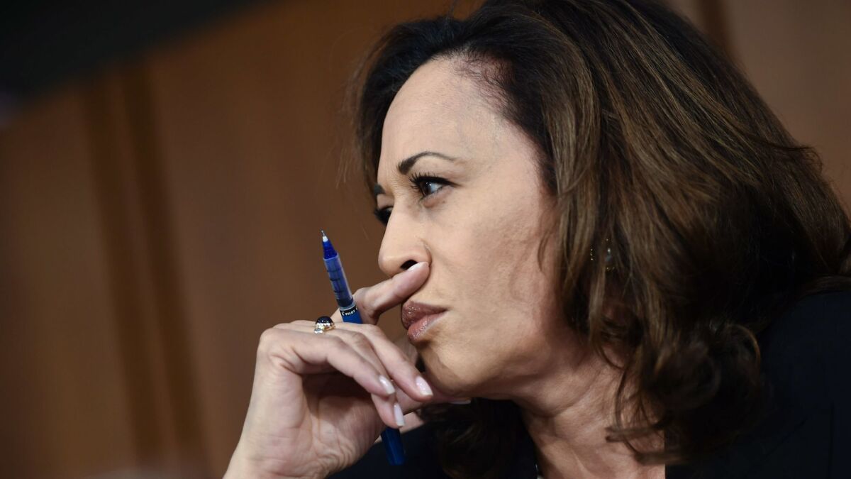 California Sen. Kamala Harris has accepted the resignation of a top aide who was accused of gender harassment and discrimination in a lawsuit filed by his former executive assistant.