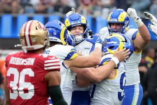 Inglewood, California September 22, 2024-Rams kicker Joshua Karty kicks.