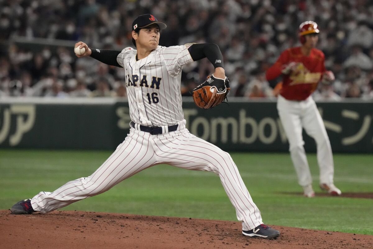 Shohei Ohtani, one of the best pitchers in baseball delivers for Japan against China in the World Baseball Classic.