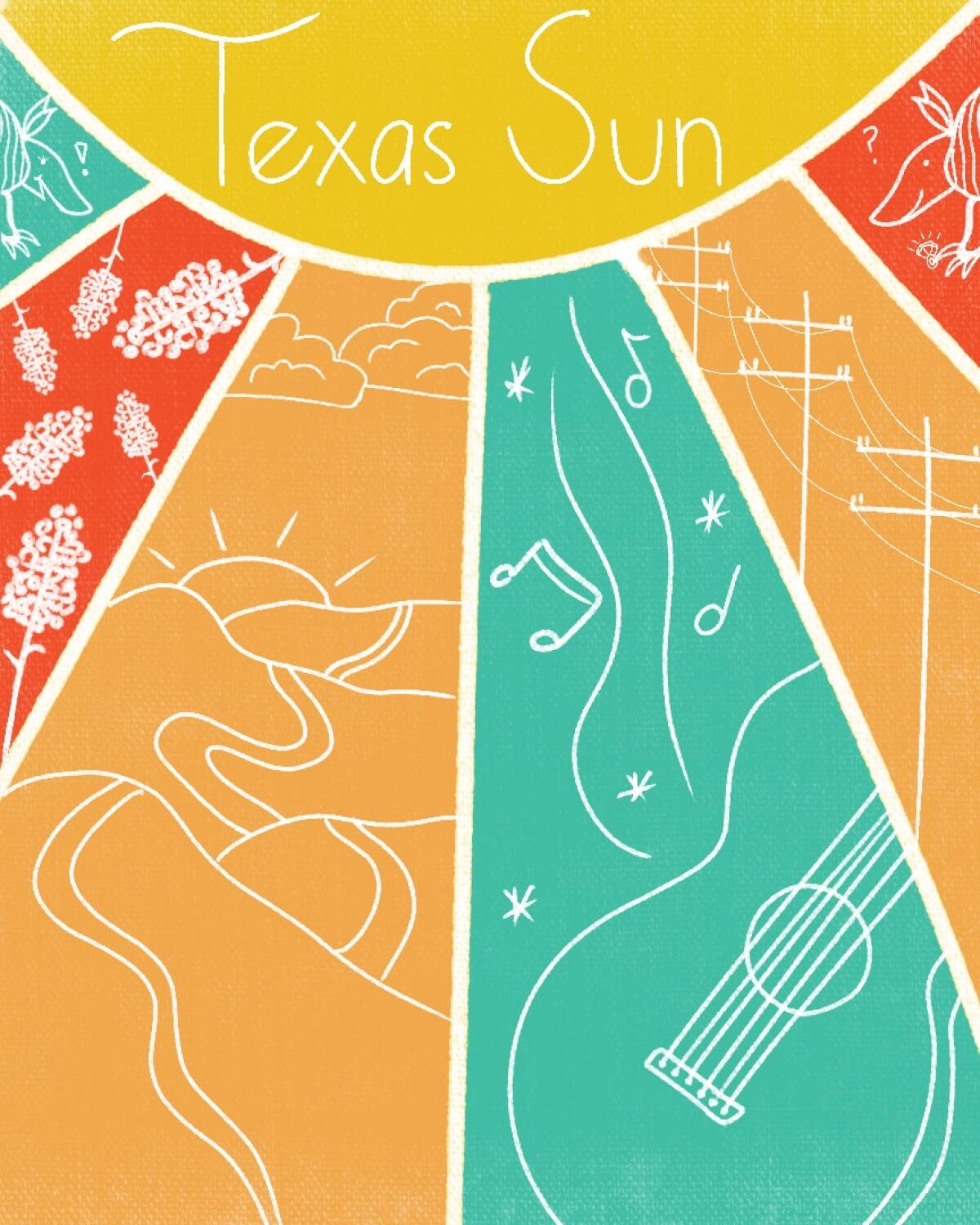 Illustration for the song "Texas Sun" by Khruangbin and Leon Bridges