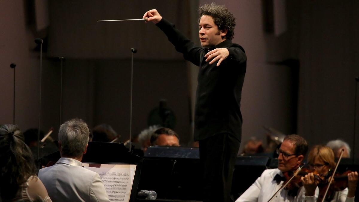 Gustavo Dudamel at the Hollywood Bowl on Thursday.
