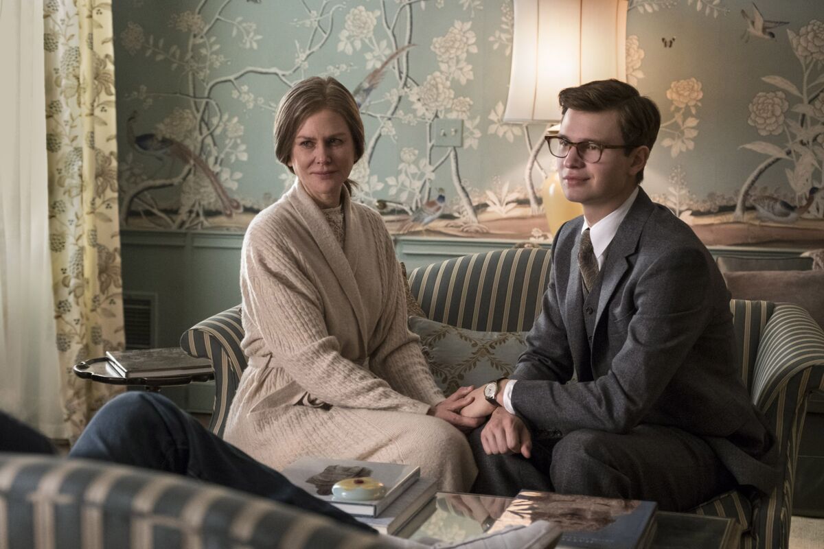 Nicole Kidman as Mrs. Barbour and Ansel Elgort as Theo Decker in "The Goldfinch."