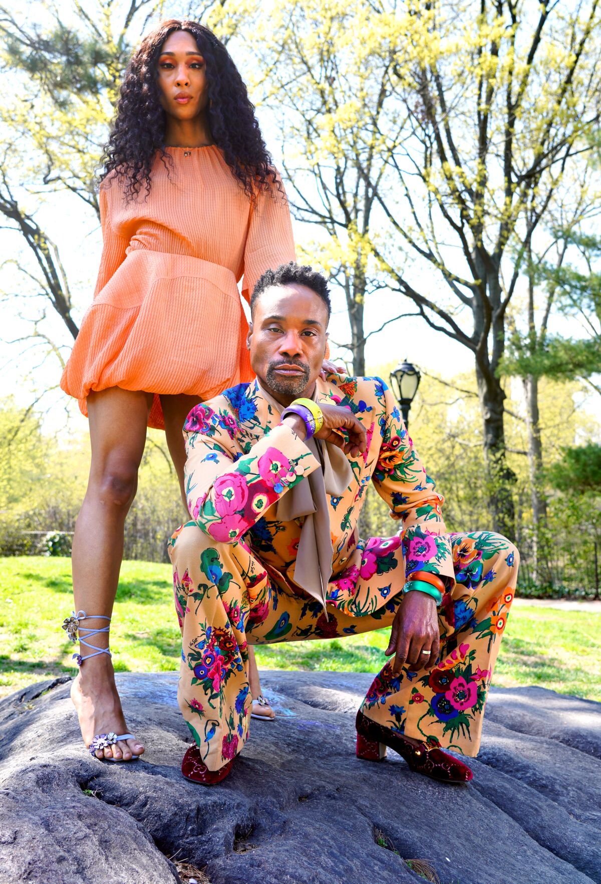 "Pose" costars Billy Porter and Mj Rodriguez on a rock in New York’s Central Park. 