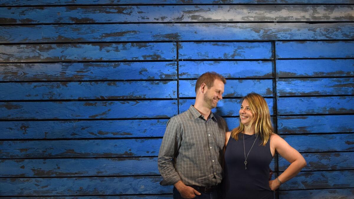 David Hein and Irene Sankoff photographed in the Gerald Schoenfeld Theater. The couple authored the show’s Tony-nominated book, music and lyrics.