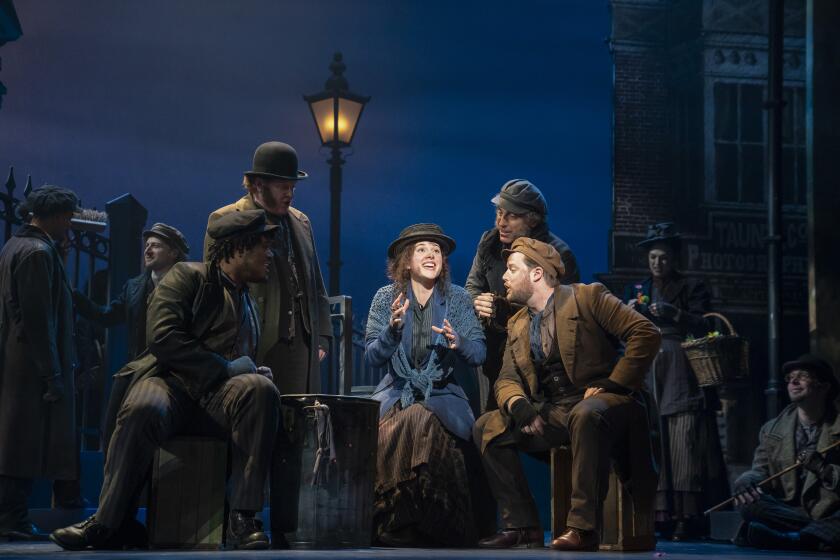 Segerstrom Center for the Arts - Shavey Brown, Mark Aldrich, Shereen Ahmed (center), William Michals and Colin Anderson in The Lincoln Center Theater Production of Lerner & Loewe's MY FAIR LADY.