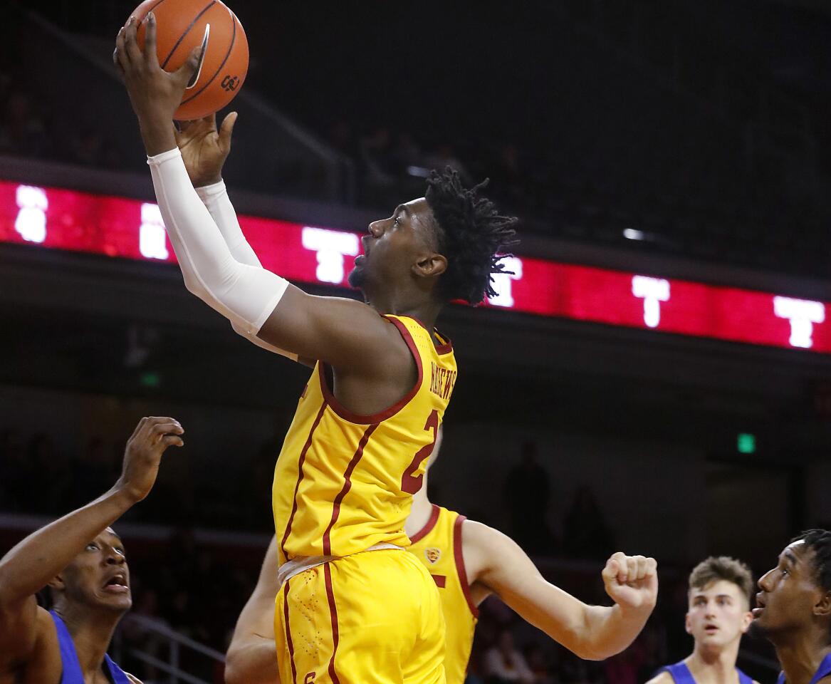 USC guard Jonah Mathews scores against Florida Gulf Coast in the second half.