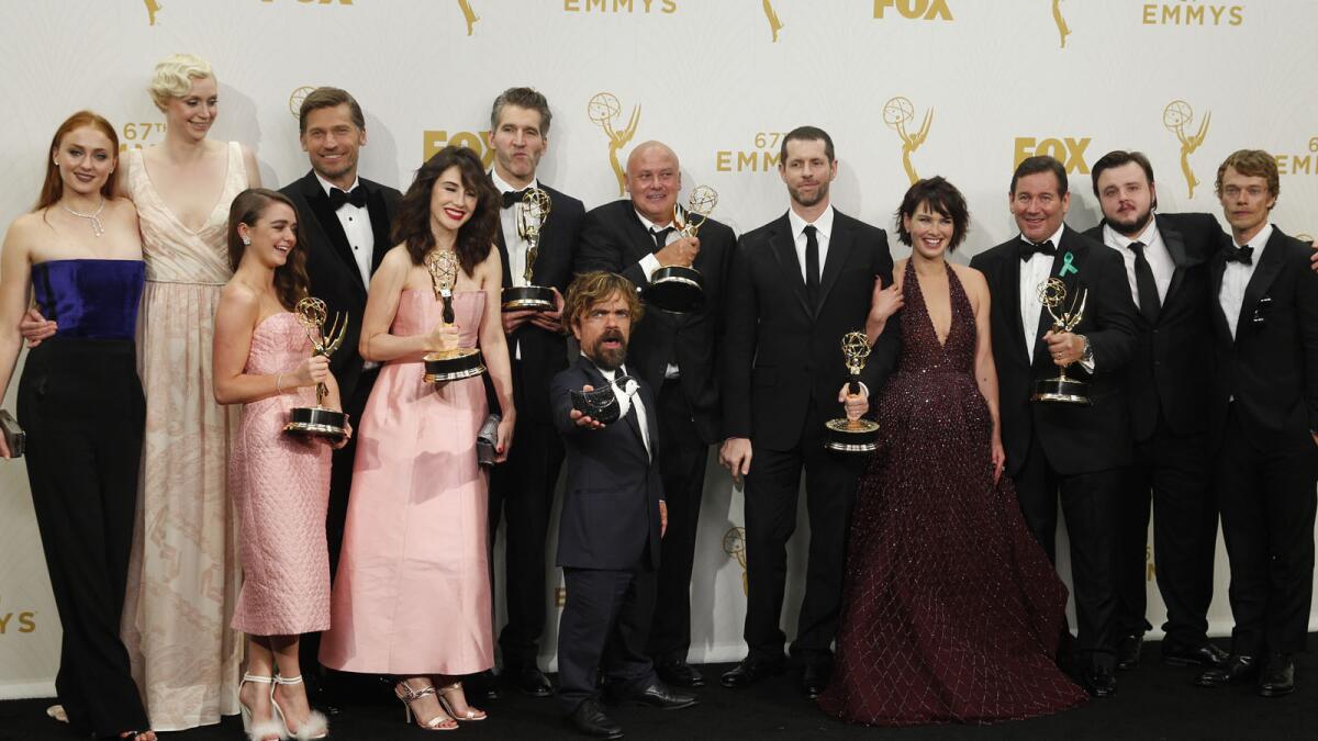 Cast and crew from HBO's "Game of Thrones" won an Emmy for the drama series category.