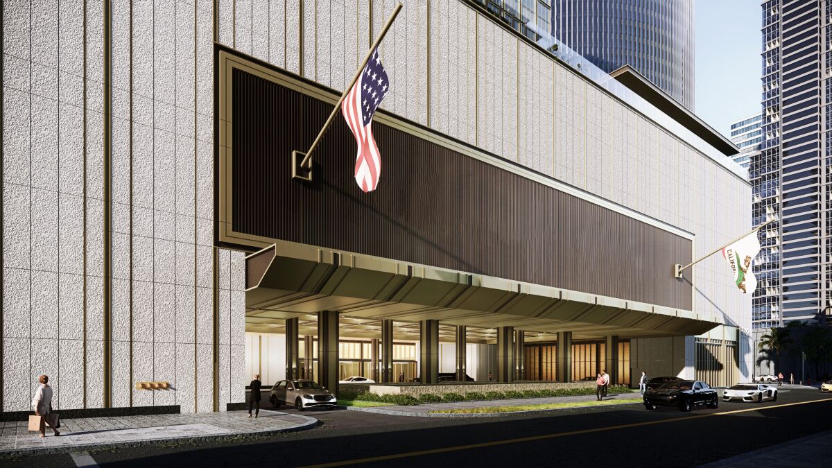 Rendering of the entrance to the proposed new hotel