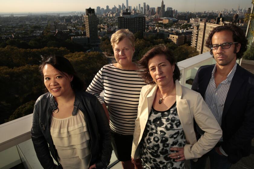 Mynette Louie, left, Mary Jane Skalski, second from left, Julie Parker Benello, third from left, and Dan Cogan, right, have created a new financial fund for women directors.