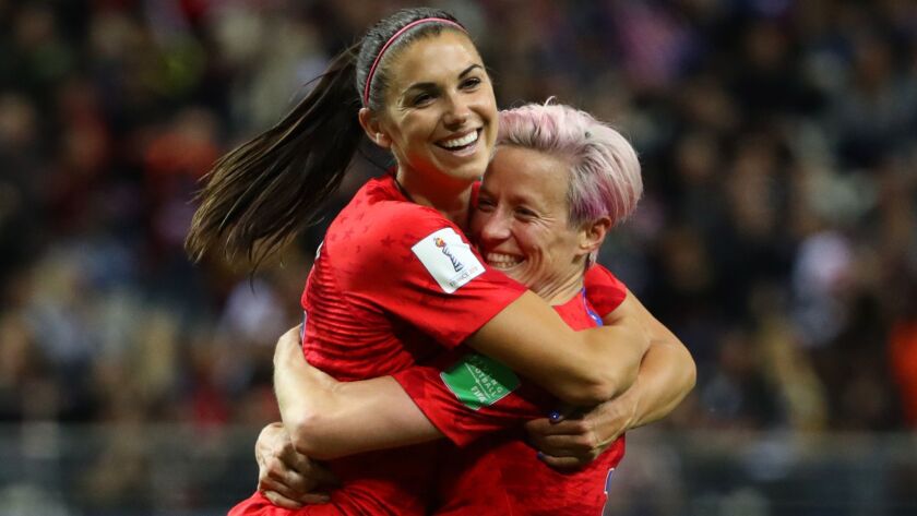Alex Morgan, left, and Megan Rapinoe have had plenty to celebrate during this Women's World Cup.