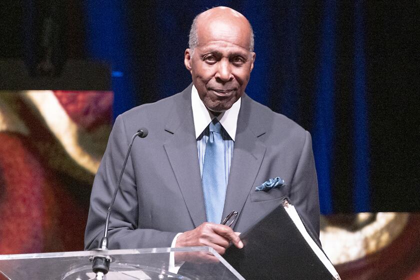 Vernon Jordan: Make It Plain -- PBS TV Special, Civil rights activist and businessman Vernon E. Jordan Jr. addresses The Summit on Race in America at the LBJ Presidential Library on Wednesday, April 10, 2019. Jordan, a lawyer and political adviser, discusses how far the United States has come in diversifying corporate America-and how far there is to go. The Summit on Race in America runs from April 8-April 10 at the LBJ Library. 04/10/19 LBJ Library photo by Ralph Barrera "Vernon Jordan: Make It Plain" on PBS.