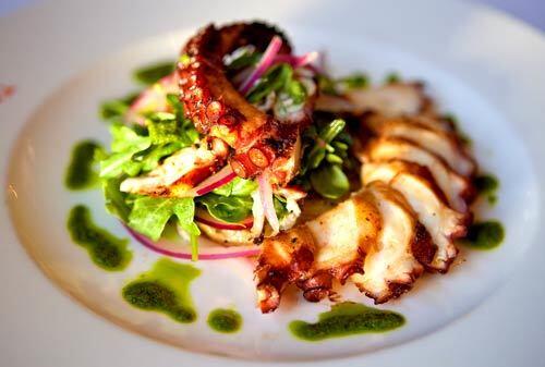 Wood-grilled octopus at Michael Chiarello's recenlty opened Bottega in Yountville.