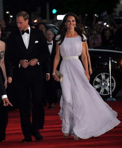 Prince William and Kate, the Duke and Duchess of Cambridge. Kate is wearing Alexander McQueen.