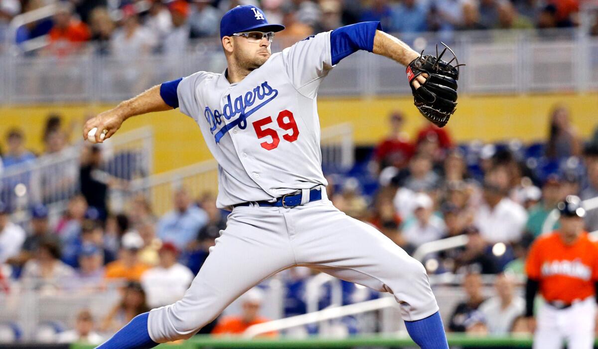 Dodgers starting pitcher Stephen Fife, called up from triple-A Albuquerque on Saturday, gave up four runs on seven hits and a walk while striking out five in six-plus innings against the Marlins on Sunday.